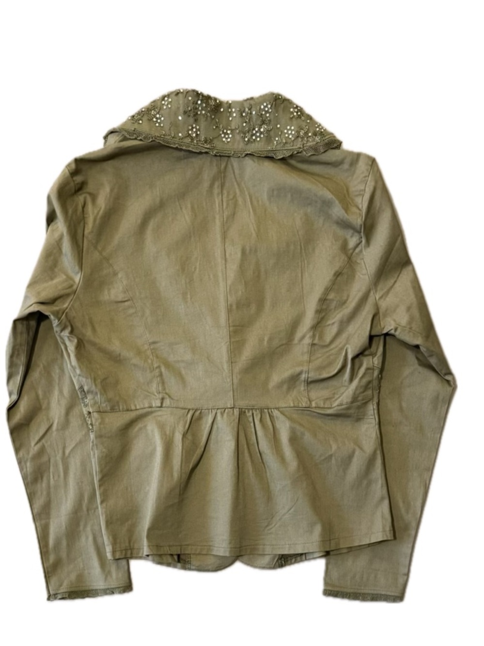 Embellished Olive Green Embellished Blazer with Stretch - Picture 4 of 10